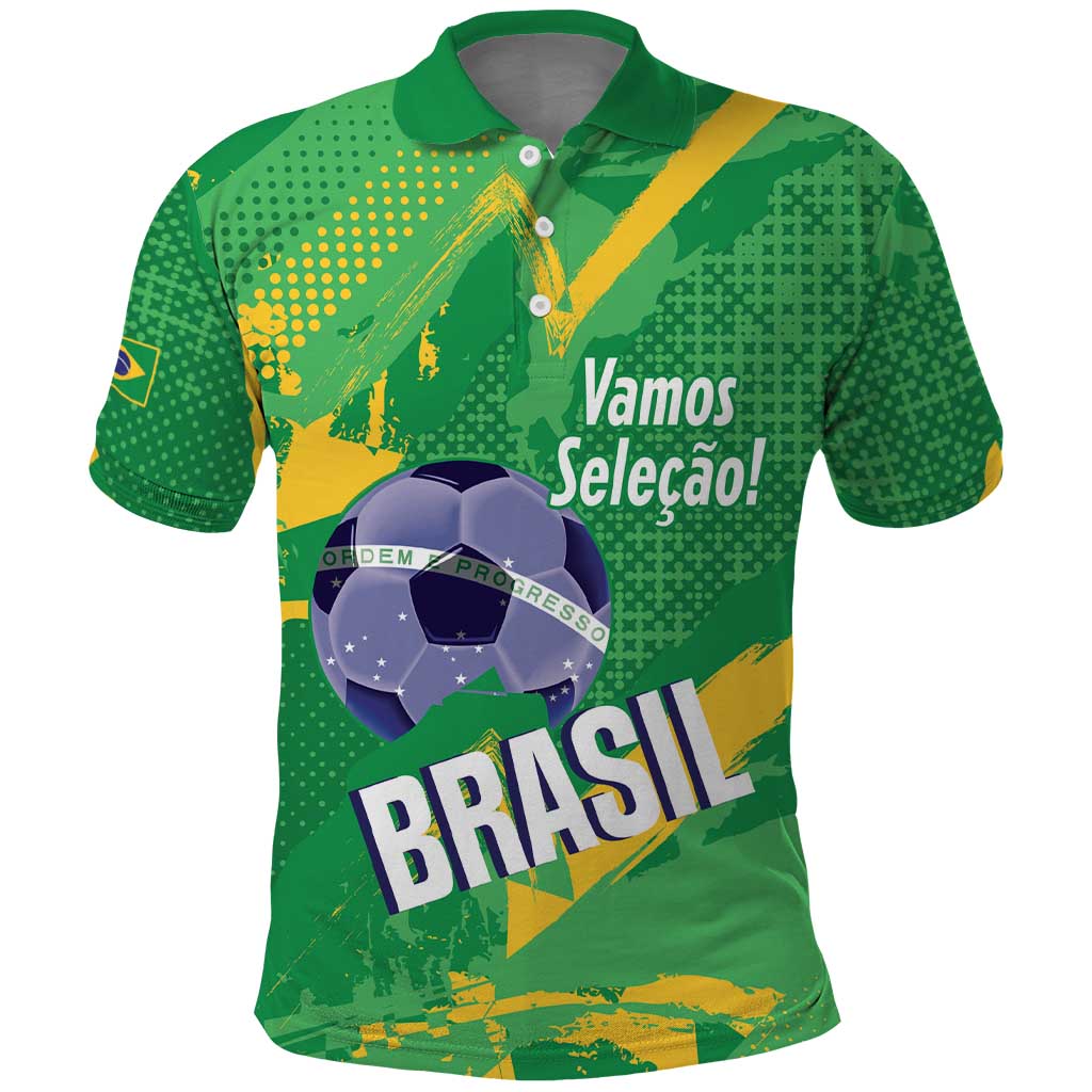Custom Brazil Football Polo Shirt Vamos Selecao Brushes Style LT14