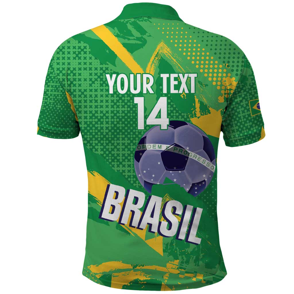Custom Brazil Football Polo Shirt Vamos Selecao Brushes Style LT14