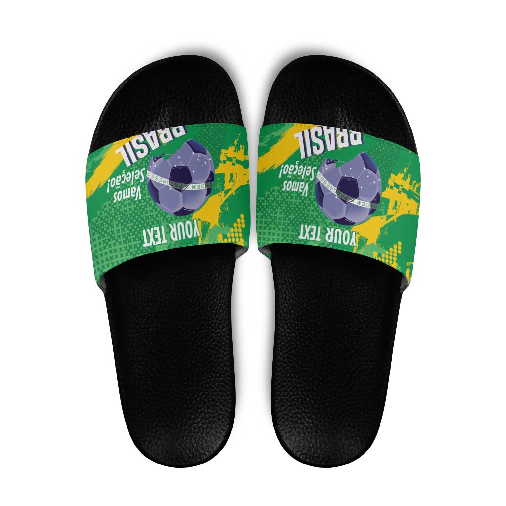 Custom Brazil Football Slide Sandals Vamos Selecao Brushes Style LT14