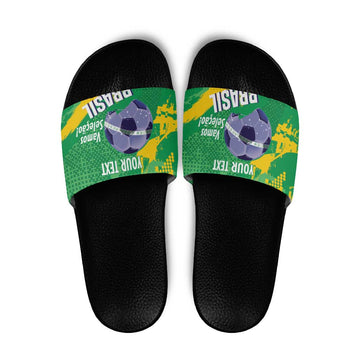 Custom Brazil Football Slide Sandals Vamos Selecao Brushes Style LT14