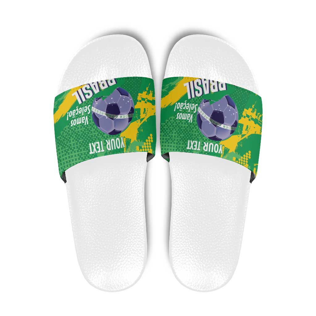 Custom Brazil Football Slide Sandals Vamos Selecao Brushes Style LT14