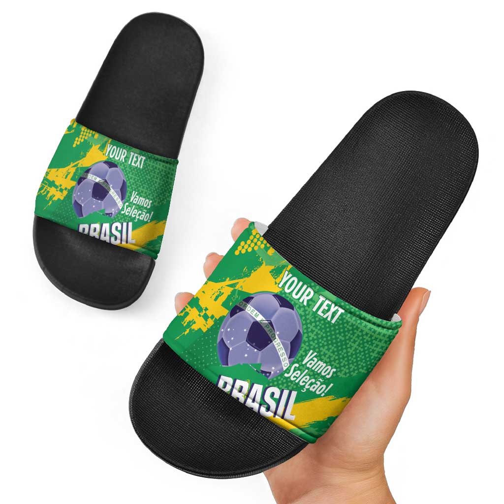 Custom Brazil Football Slide Sandals Vamos Selecao Brushes Style LT14