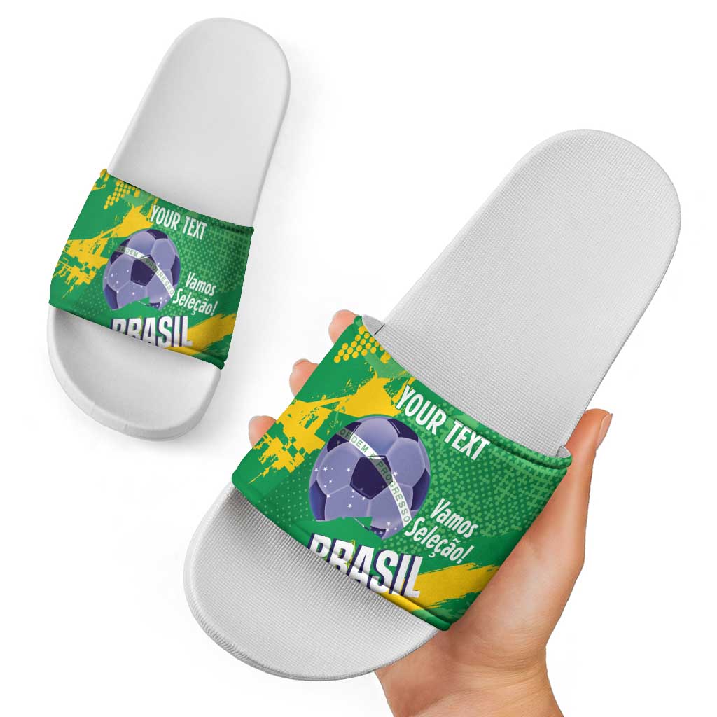 Custom Brazil Football Slide Sandals Vamos Selecao Brushes Style LT14