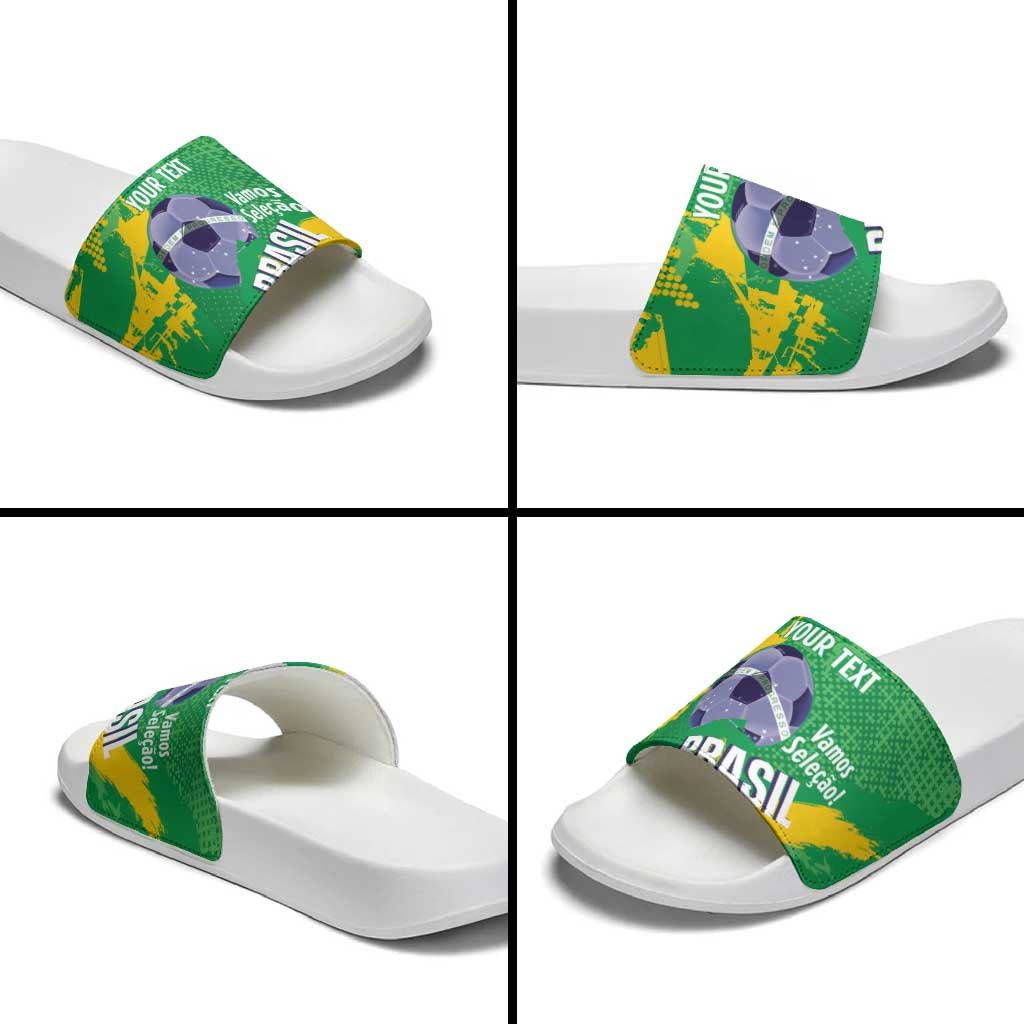 Custom Brazil Football Slide Sandals Vamos Selecao Brushes Style LT14