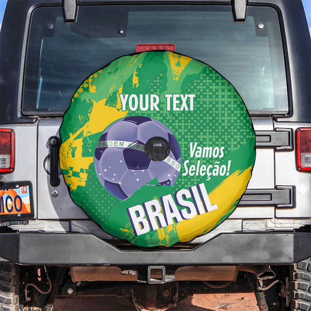 Custom Brazil Football Spare Tire Cover Vamos Selecao Brushes Style LT14