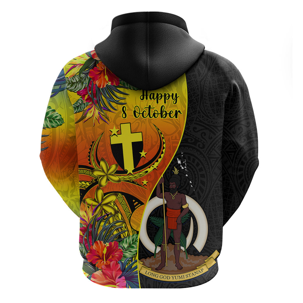 Vanuatu Tafea Day Hoodie Coat Of Arms Mix Tropical Flowers LT14