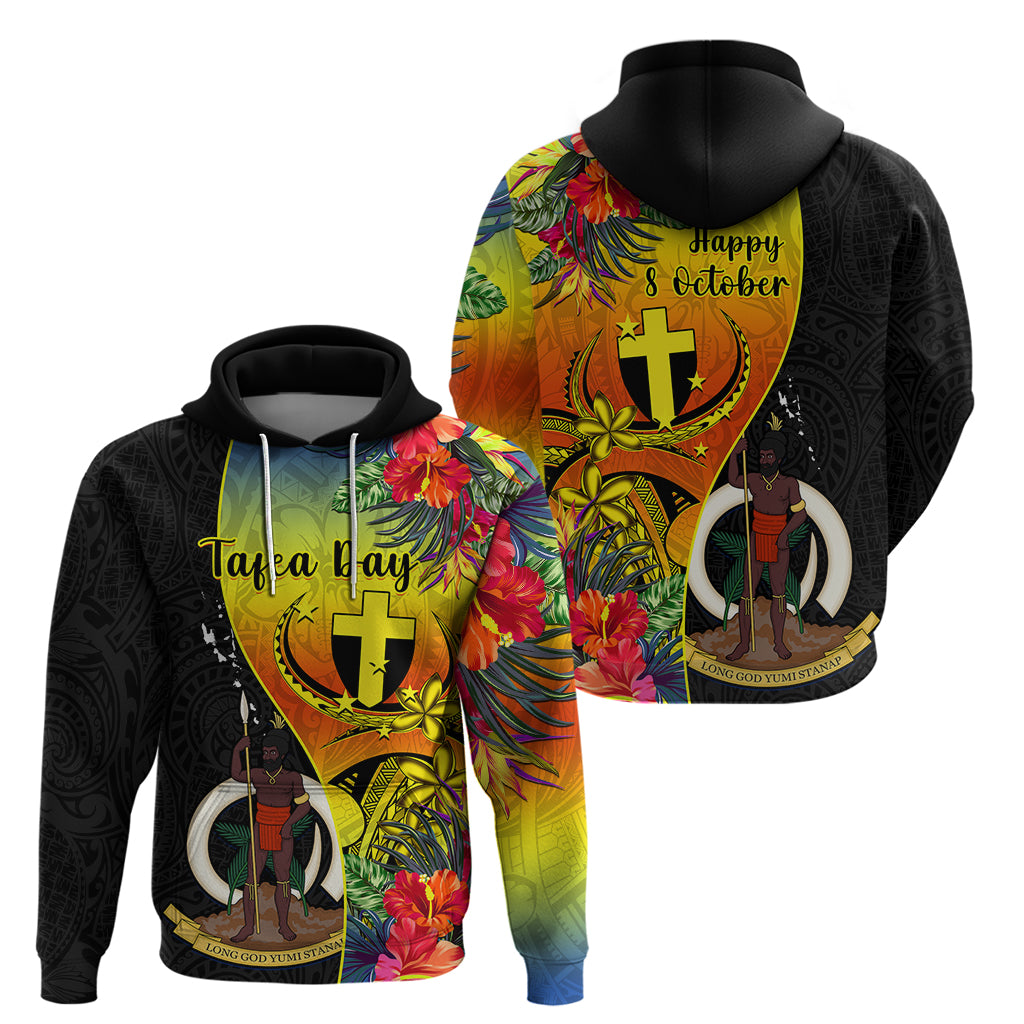 Vanuatu Tafea Day Hoodie Coat Of Arms Mix Tropical Flowers LT14