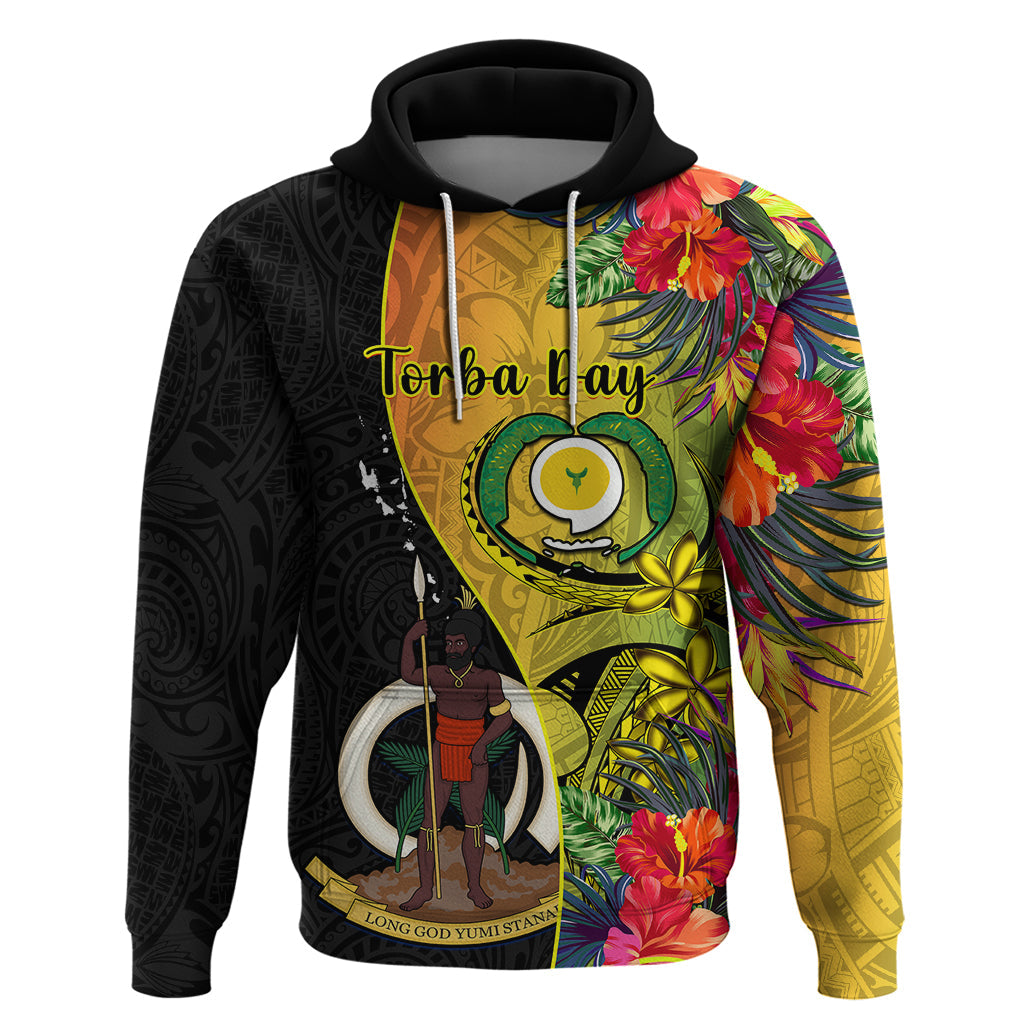 Vanuatu Torba Day Hoodie Coat Of Arms Mix Tropical Flowers LT14