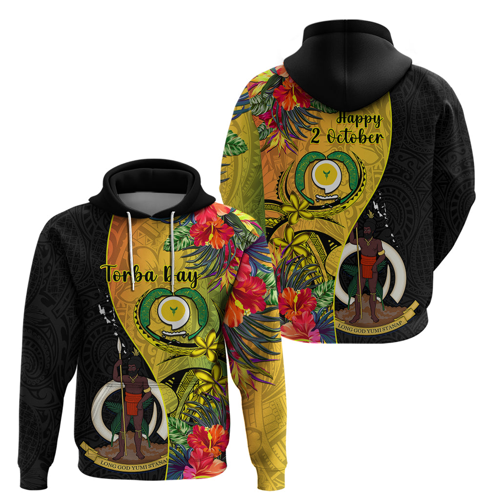 Vanuatu Torba Day Hoodie Coat Of Arms Mix Tropical Flowers LT14