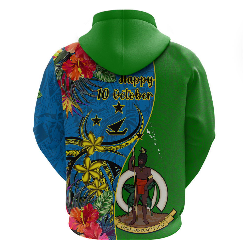 Vanuatu Malampa Day Hoodie Coat Of Arms Mix Tropical Flowers LT14