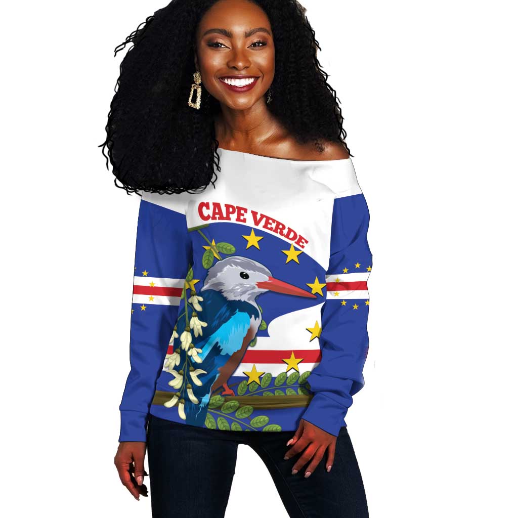Cape Verde Off Shoulder Sweater Grey-Headed Kingfisher Mix Honey Locust LT14