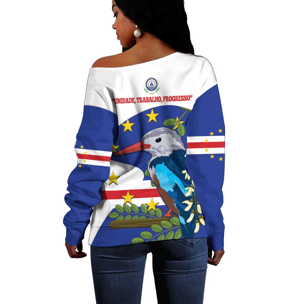 Cape Verde Off Shoulder Sweater Grey-Headed Kingfisher Mix Honey Locust LT14