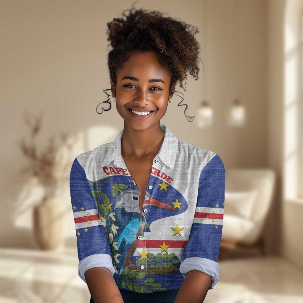 Cape Verde Women Casual Shirt Grey-Headed Kingfisher Mix Honey Locust LT14
