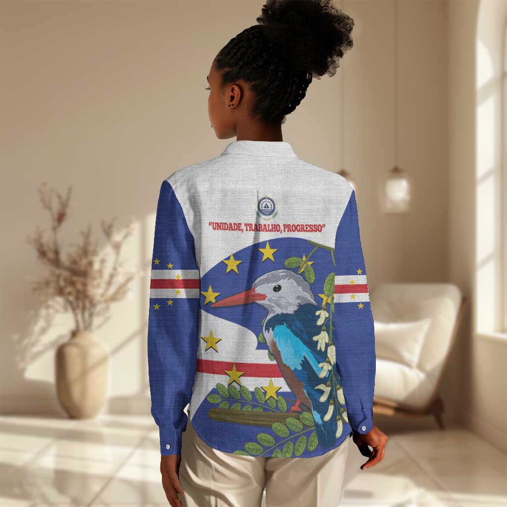 Cape Verde Women Casual Shirt Grey-Headed Kingfisher Mix Honey Locust LT14