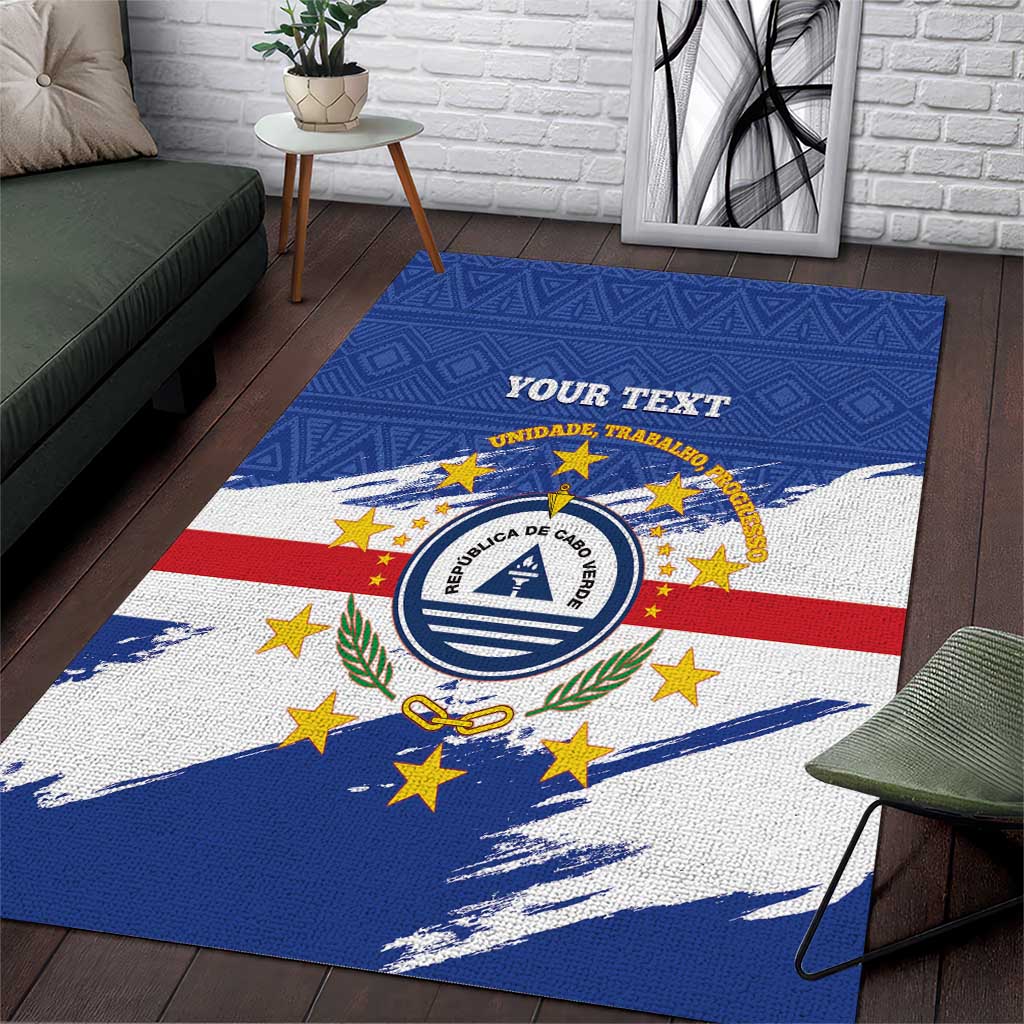Personalized Cape Verde Area Rug Coat Of Arms - African Pattern LT14