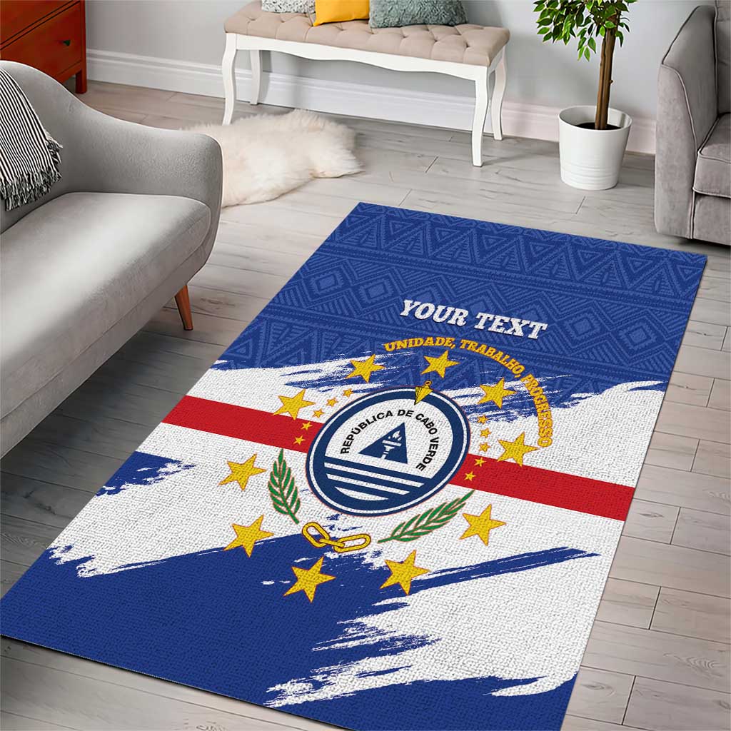 Personalized Cape Verde Area Rug Coat Of Arms - African Pattern LT14