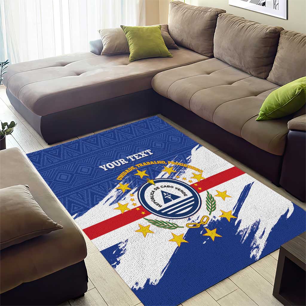 Personalized Cape Verde Area Rug Coat Of Arms - African Pattern LT14