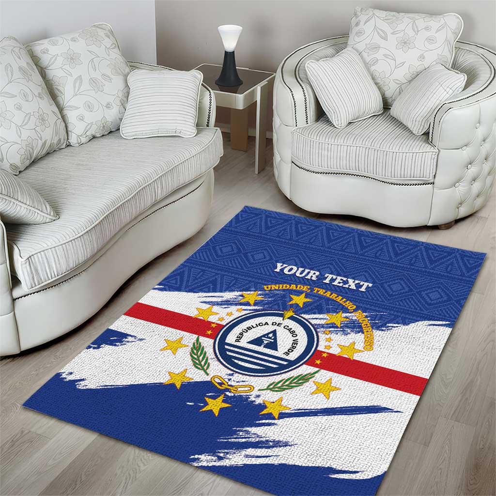 Personalized Cape Verde Area Rug Coat Of Arms - African Pattern LT14