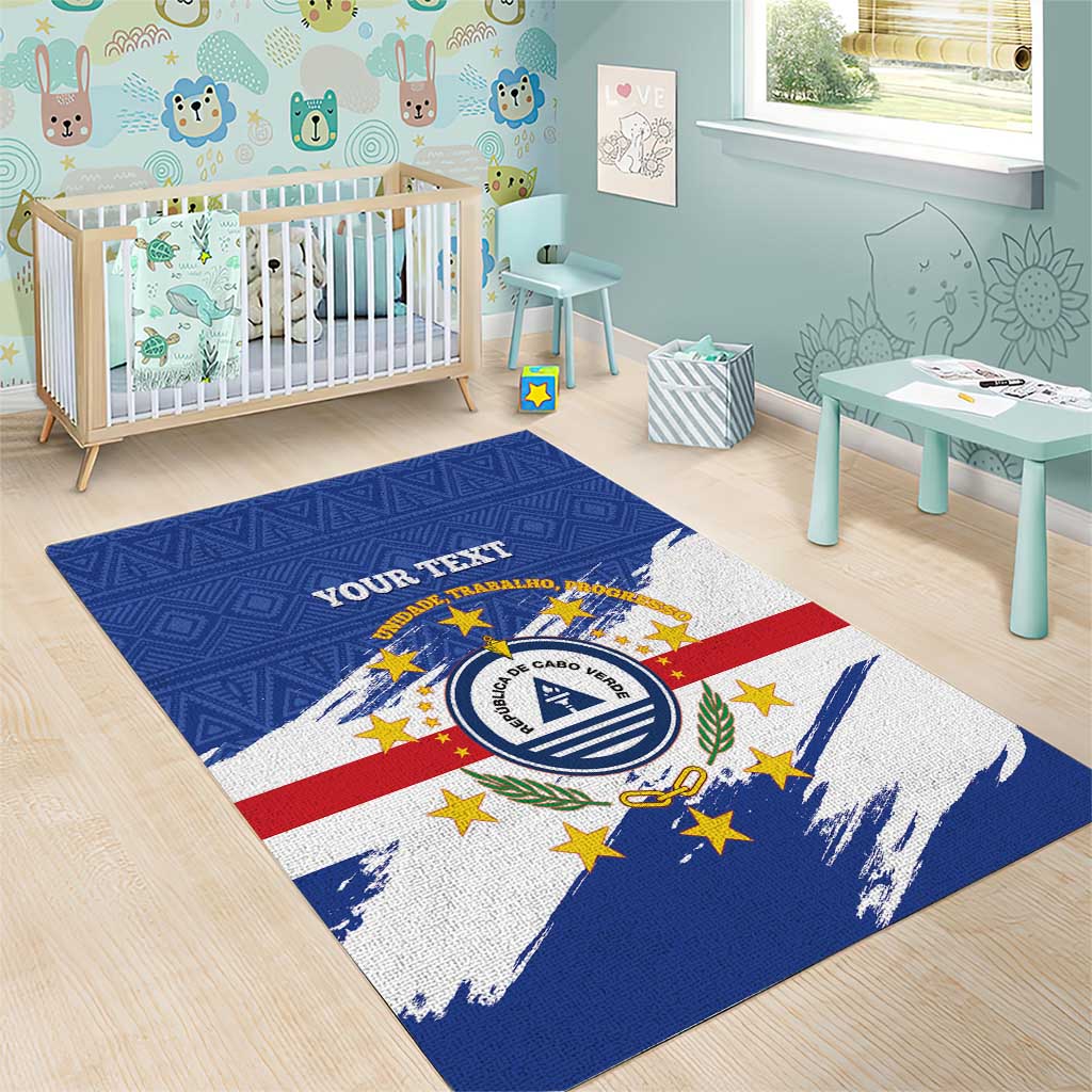 Personalized Cape Verde Area Rug Coat Of Arms - African Pattern LT14