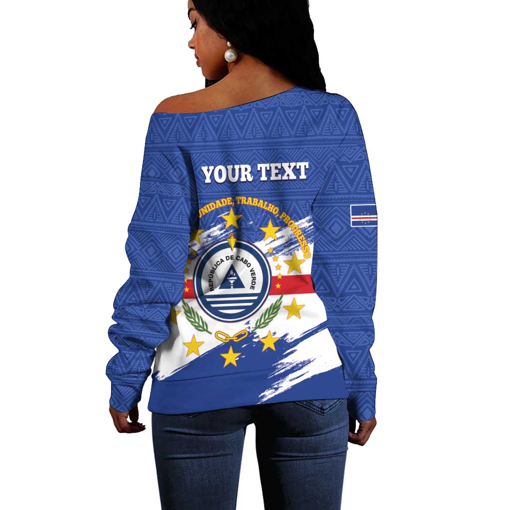 Personalized Cape Verde Off Shoulder Sweater Coat Of Arms - African Pattern LT14