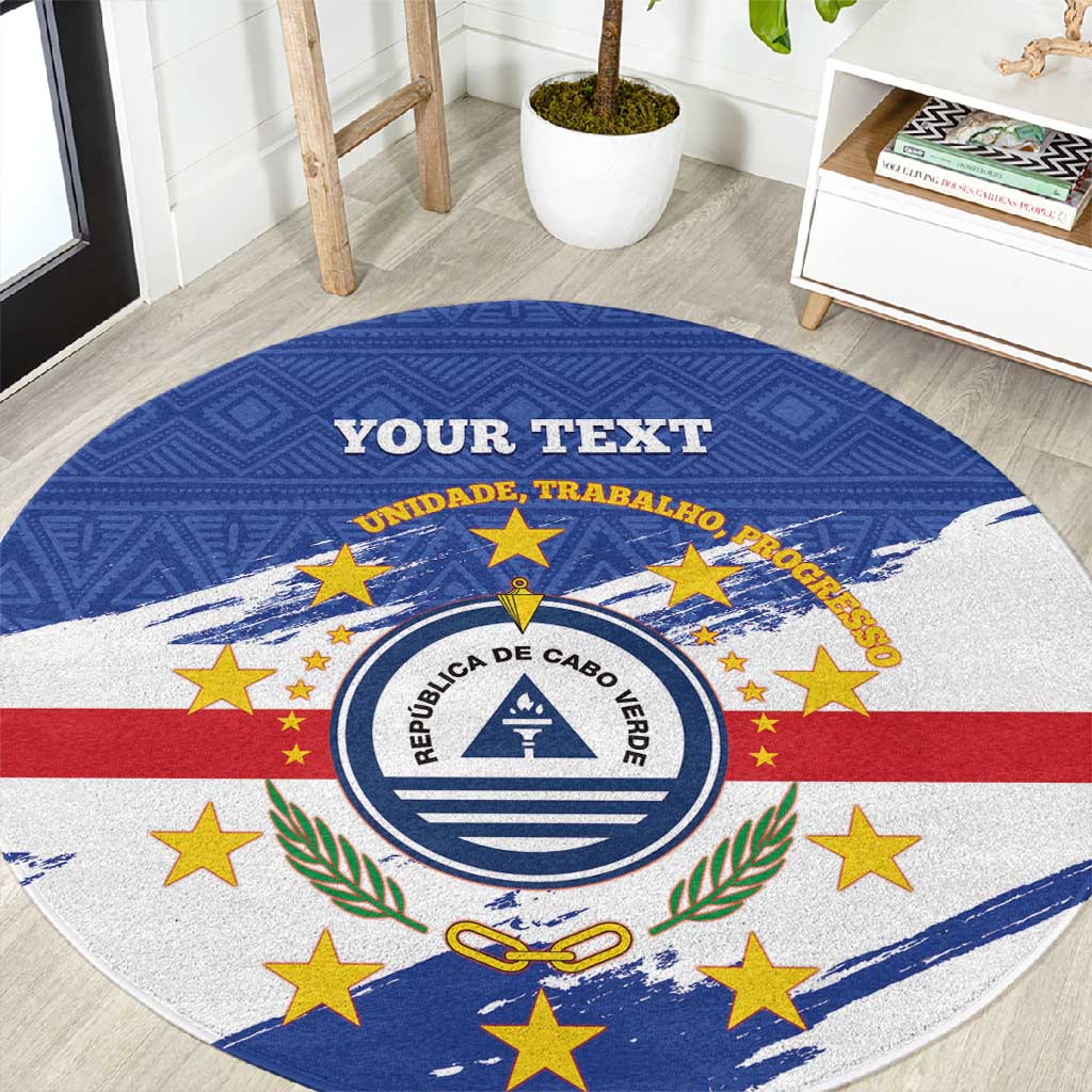 Personalized Cape Verde Round Carpet Coat Of Arms - African Pattern LT14