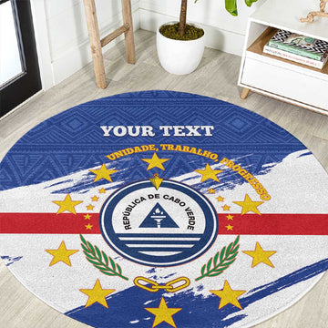Personalized Cape Verde Round Carpet Coat Of Arms - African Pattern LT14
