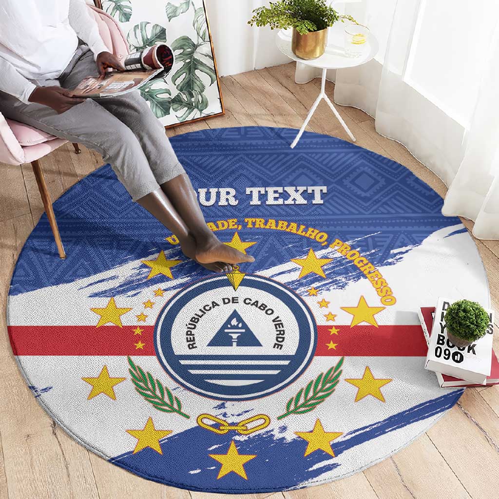 Personalized Cape Verde Round Carpet Coat Of Arms - African Pattern LT14