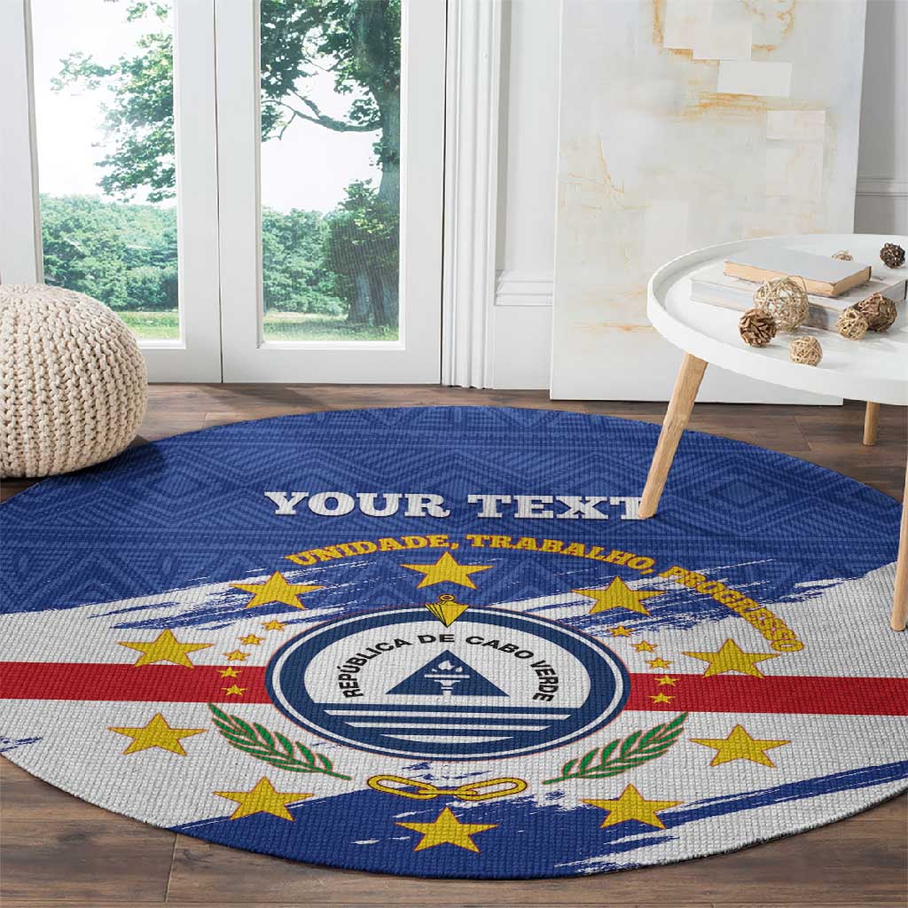Personalized Cape Verde Round Carpet Coat Of Arms - African Pattern LT14