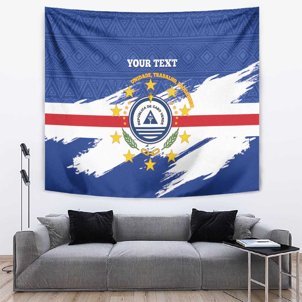 Personalized Cape Verde Tapestry Coat Of Arms - African Pattern LT14
