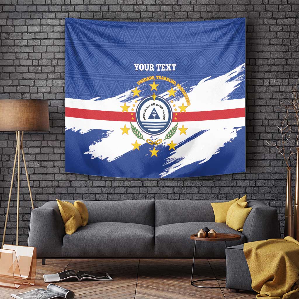 Personalized Cape Verde Tapestry Coat Of Arms - African Pattern LT14