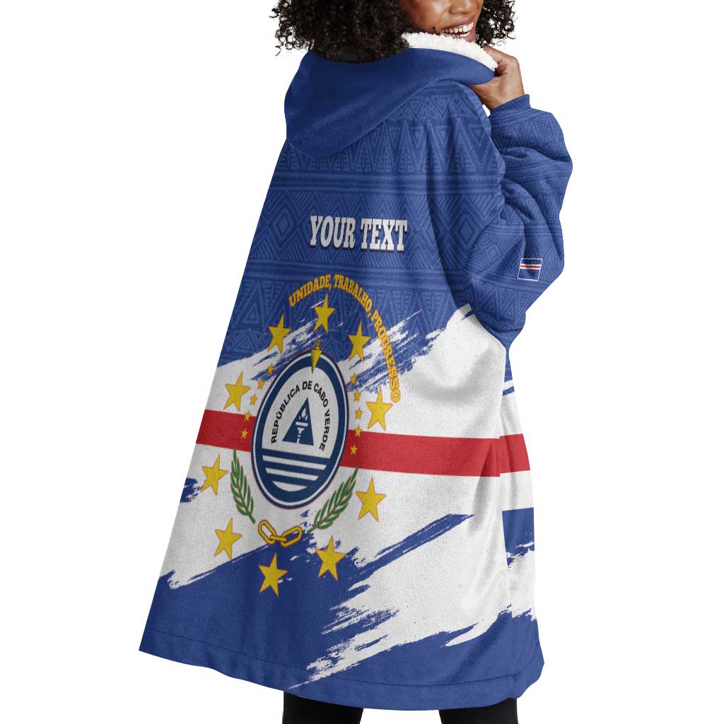Personalized Cape Verde Wearable Blanket Hoodie Coat Of Arms - African Pattern LT14