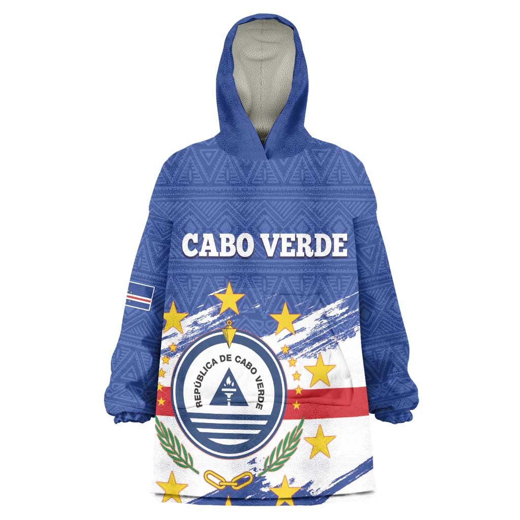 Personalized Cape Verde Wearable Blanket Hoodie Coat Of Arms - African Pattern LT14