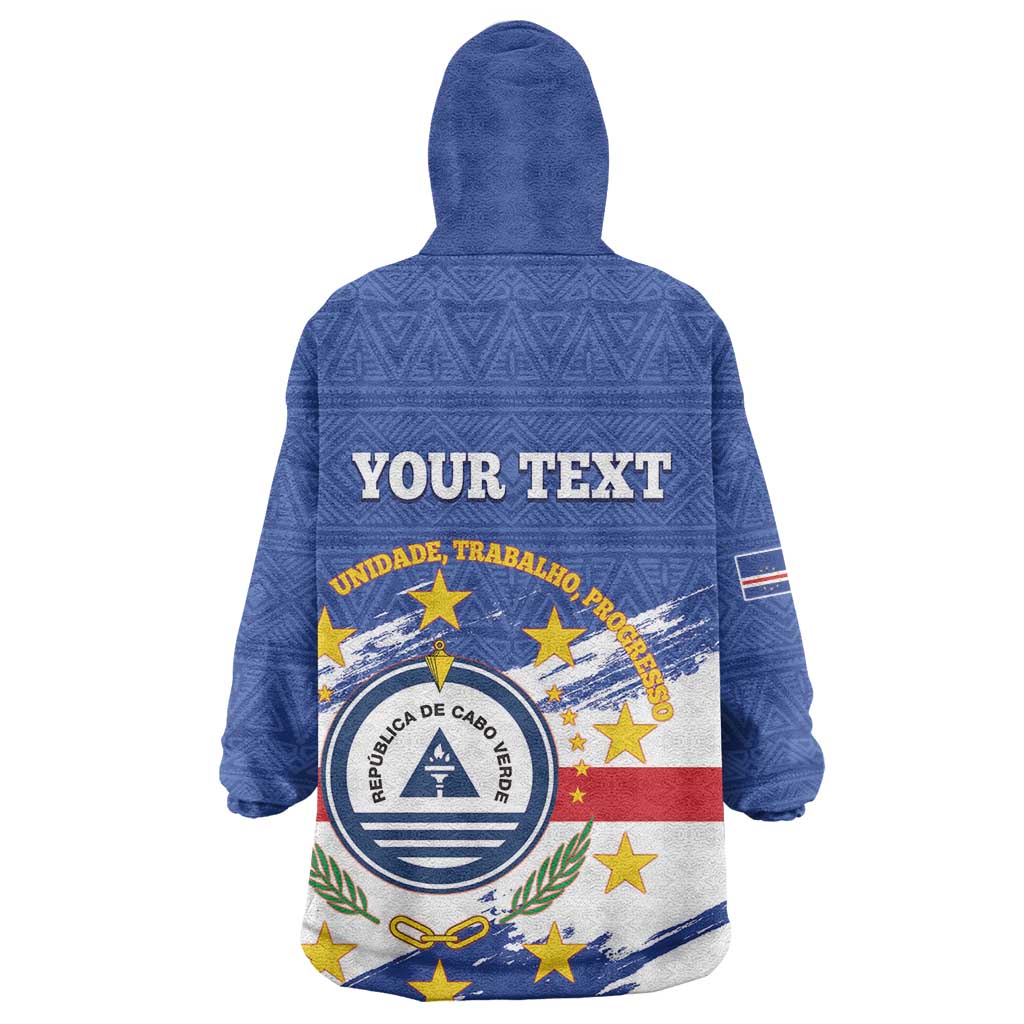 Personalized Cape Verde Wearable Blanket Hoodie Coat Of Arms - African Pattern LT14