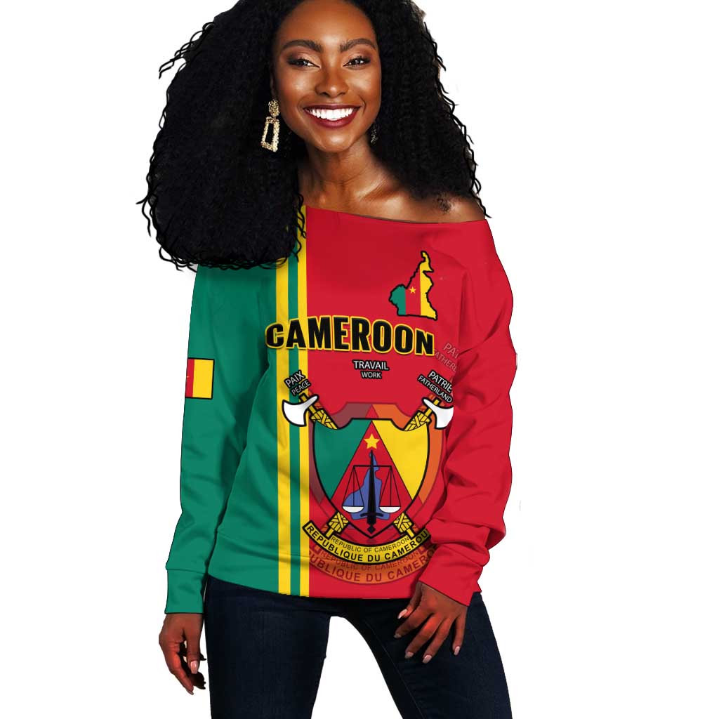 Cameroon Happy Unity Day Cameroun Coat Of Arms Off Shoulder Sweater LT14