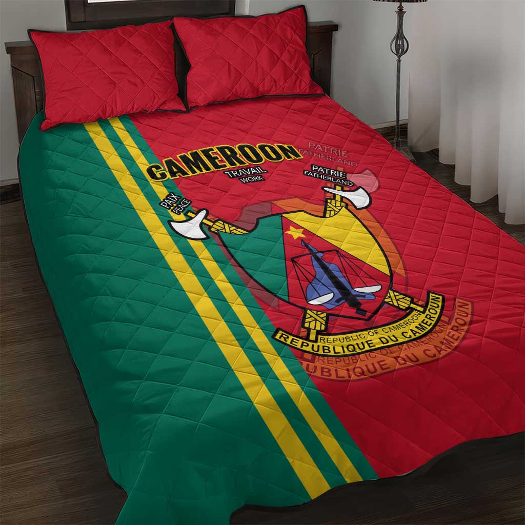 Cameroon Happy Unity Day Cameroun Coat Of Arms Quilt Bed Set LT14
