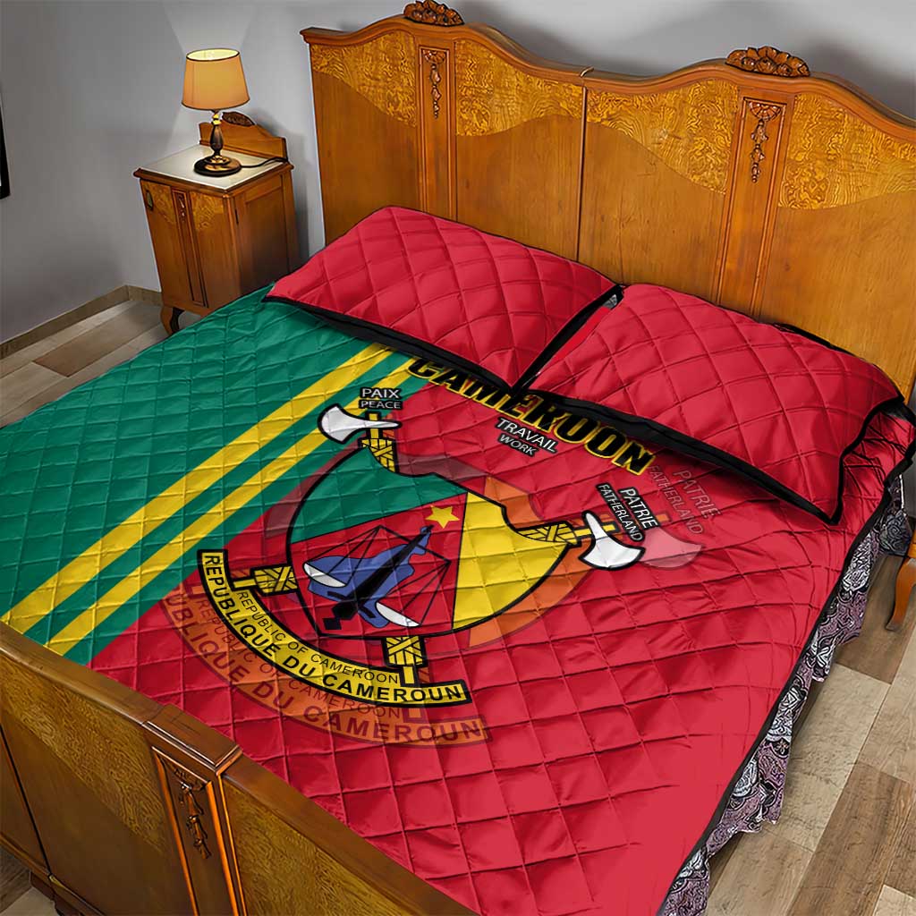 Cameroon Happy Unity Day Cameroun Coat Of Arms Quilt Bed Set LT14