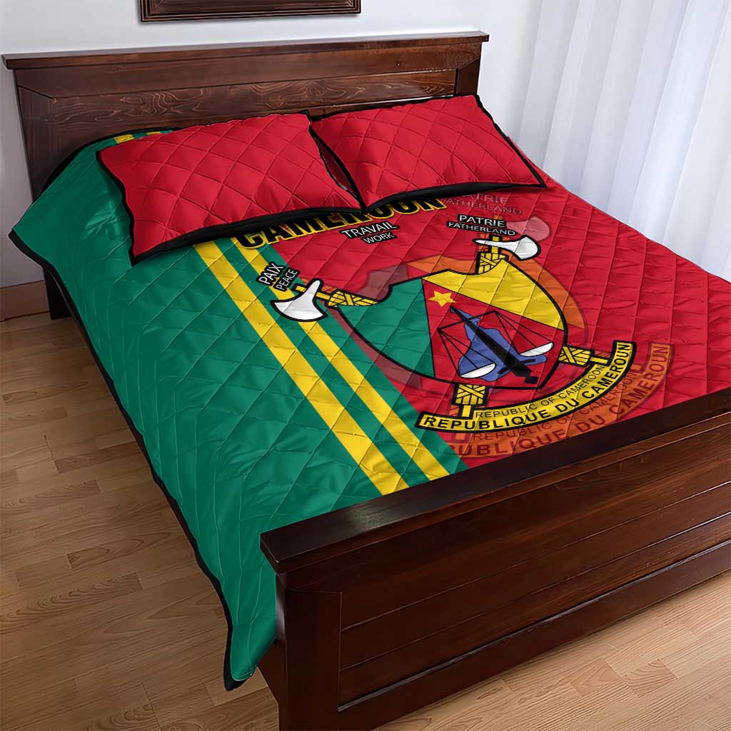 Cameroon Happy Unity Day Cameroun Coat Of Arms Quilt Bed Set LT14