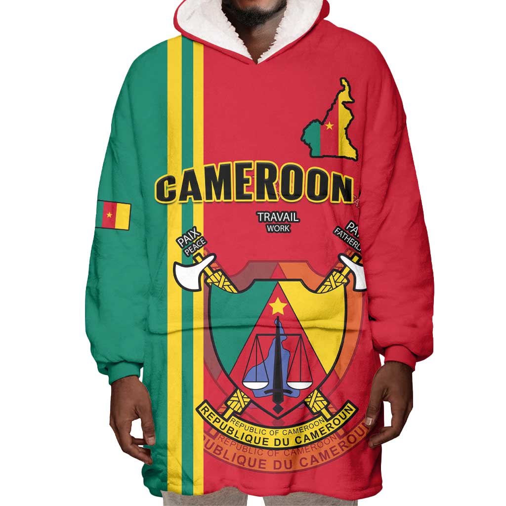Cameroon Happy Unity Day Cameroun Coat Of Arms Wearable Blanket Hoodie LT14