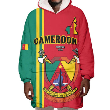 Cameroon Happy Unity Day Cameroun Coat Of Arms Wearable Blanket Hoodie LT14