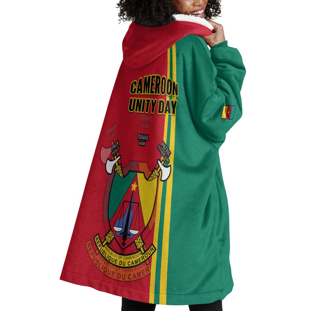 Cameroon Happy Unity Day Cameroun Coat Of Arms Wearable Blanket Hoodie LT14