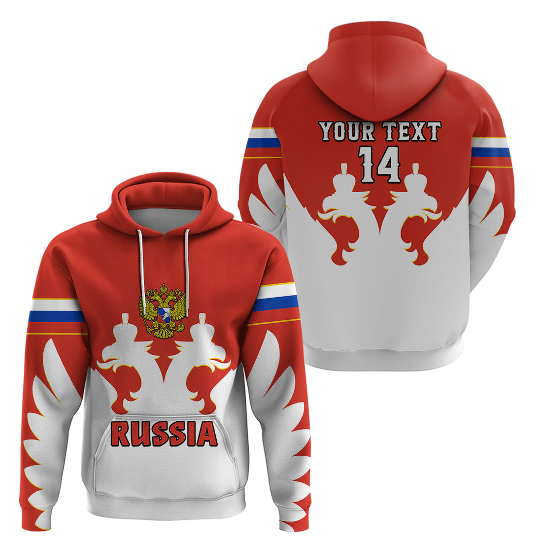 Custom Russia Hockey 2023 White Sporty Style Hoodie LT14