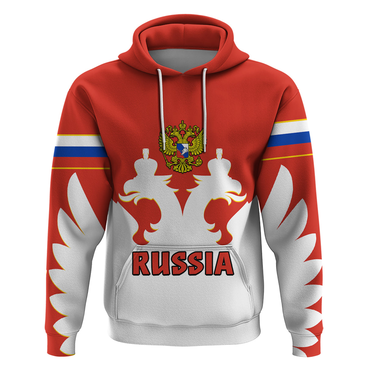Custom Russia Hockey 2023 White Sporty Style Hoodie LT14
