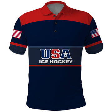 (Custom Text And Number) United States Hockey Polo Shirt 2023 USA Sporty Style LT14