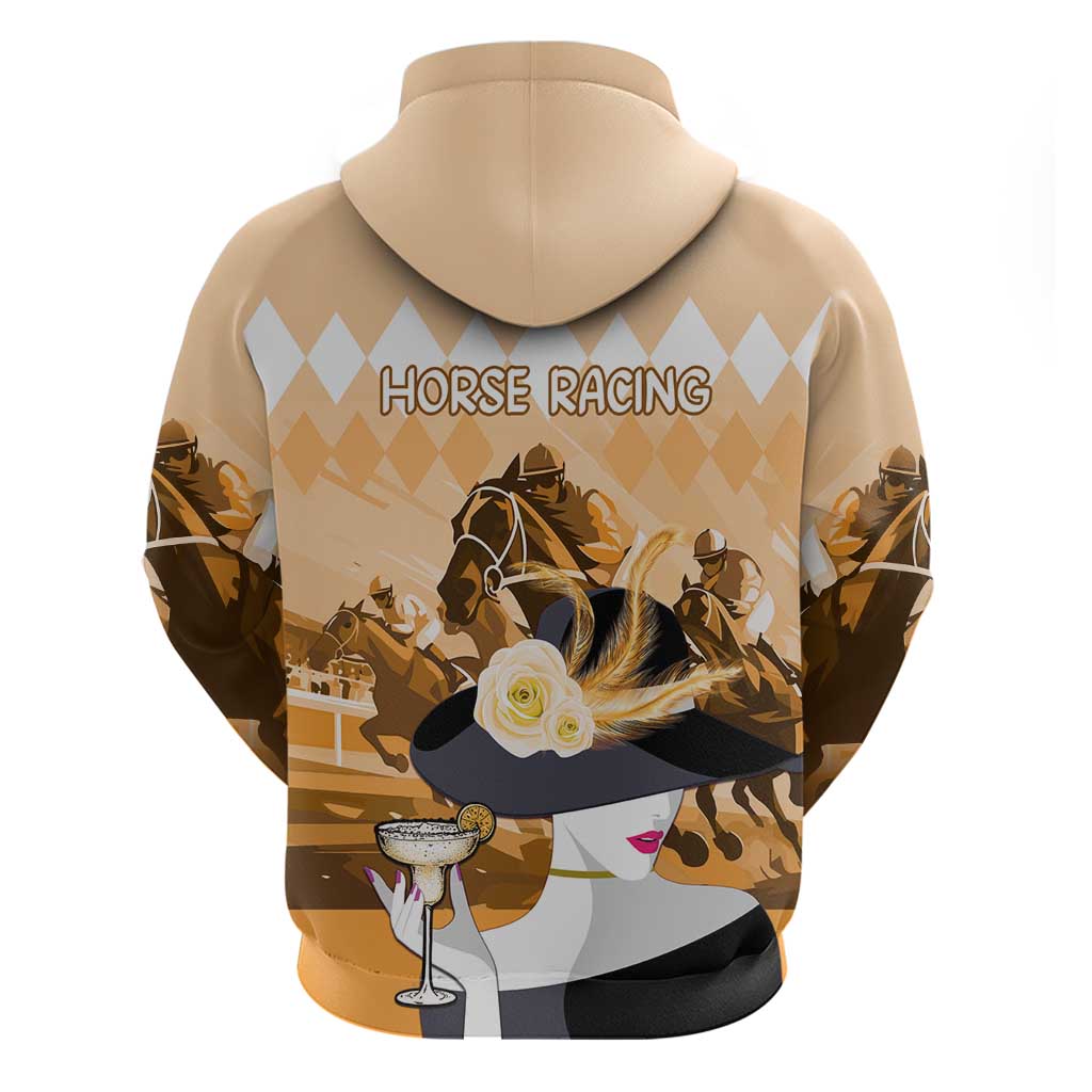 Kentucky Horse Racing Hoodie Derby Mint Julep Girl - Gold Pastel LT14