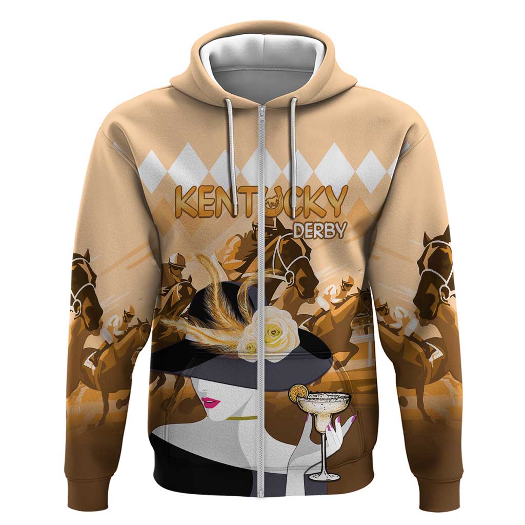 Kentucky Horse Racing Hoodie Derby Mint Julep Girl - Gold Pastel LT14
