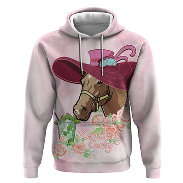 Kentucky Horse Racing Hoodie Derby Mint Julep With Roses LT14