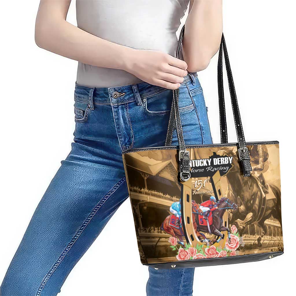 Kentucky Horse Racing Leather Tote Bag 151st Anniversary Race For The Roses LT14