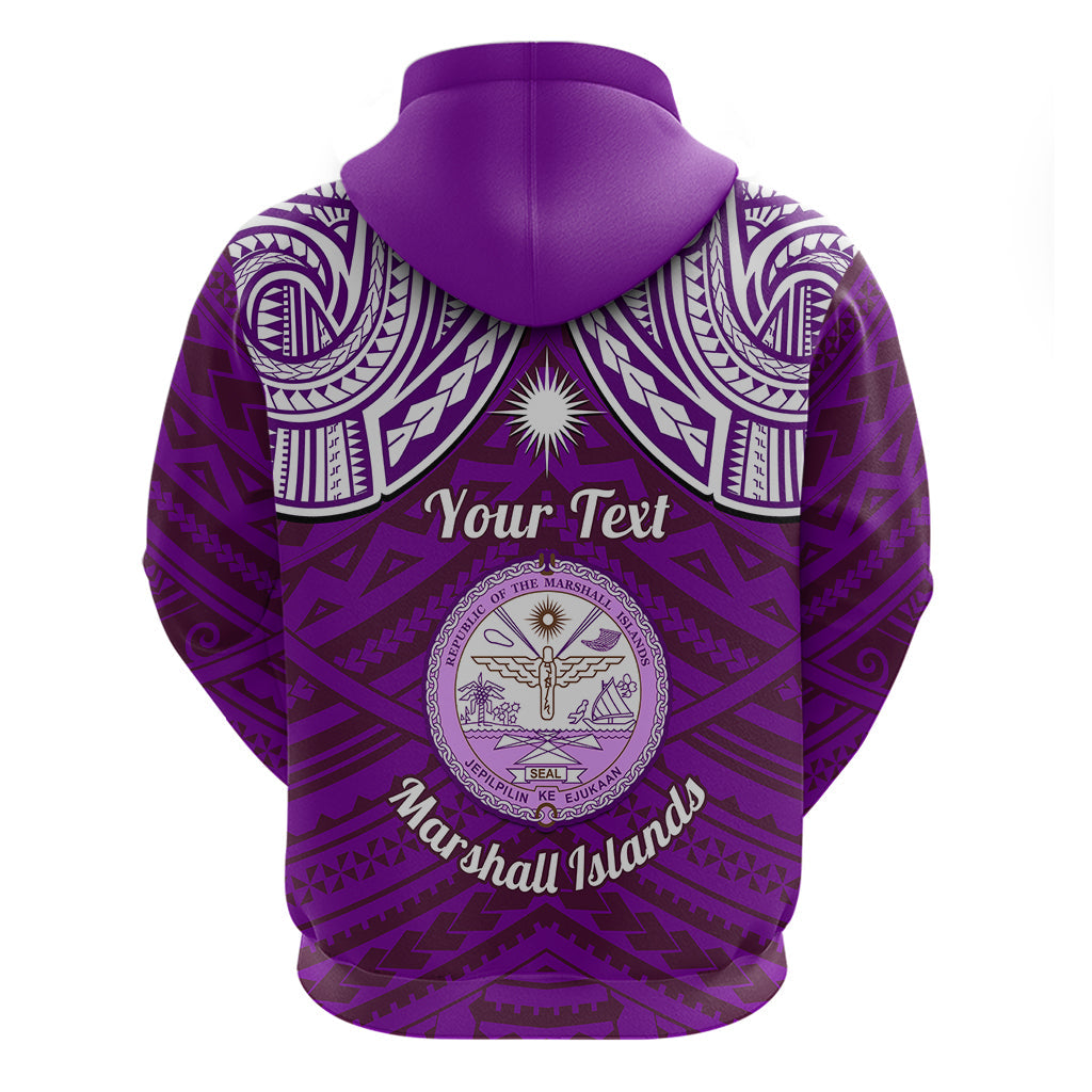 Personalised Marshall Islands Hoodie Purple Polynesian Tribal Mix Coat Of Arms LT14