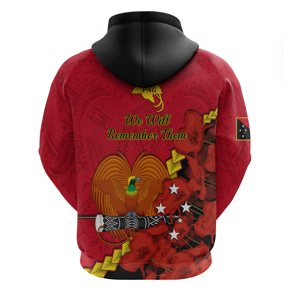 Polynesian Pride Remembrance Day PNG Hoodie Papua New Guinea We Will Remember Them LT14