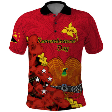 Polynesian Pride Remembrance Day PNG Polo Shirt Papua New Guinea We Will Remember Them LT14